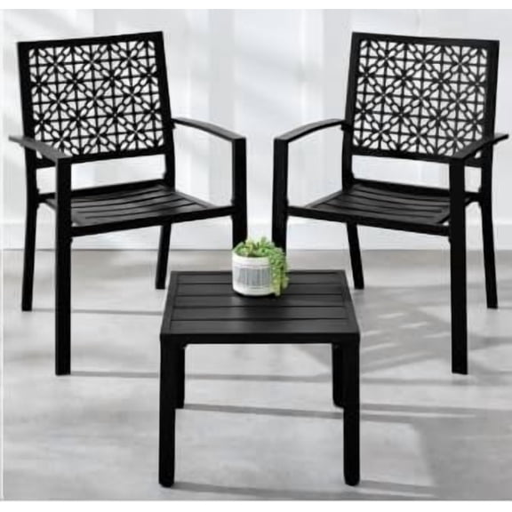 3‑Piece Lightweight Outdoor Bistro Set, Weather‑Resistant Steel Patio Table & Chairs for Balcony & Porch