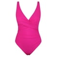 thumbnail image 6 of Firpearl Women's One Piece Tummy Control Swimsuits Push Up Bathing Suits with Underwire Front Cross Ruched Swimwear Hot Pink US10, 6 of 7