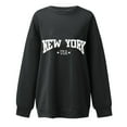 thumbnail image 4 of Goindgs Sweatshirts for Women "New York" Letter Print Oversized Sweatshirt Crew Neck Top Long Sleeve Workout Fall Clothes Women's Hoodless Sweatshirts Black XXL, 4 of 4