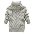 thumbnail image 2 of Sentmoon Kids Clothes Long Sleeve Turtle Neck Solid Color Girls Pullover Warm Loose Knitted 2025 Girls Sweatshirt Fall and Winter Delightful for Weekend Breakfasts Gray 130, 2 of 6