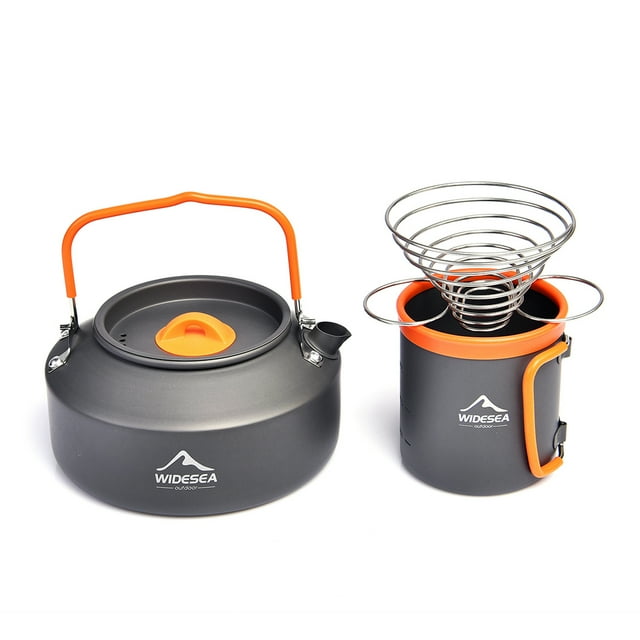 Soidarity Hervidor de agua para acampar Widesea, senderismo al aire libre, mochilero, taza de café, tetera de agua potable, Camper de viaje Kits de desorden para acampar con portafiltros