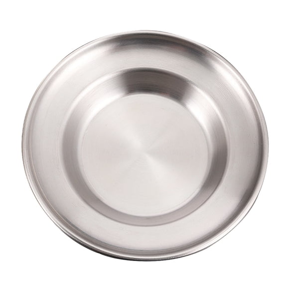 Voiceine Stainless Steel Soup Bowl Plate: with Rim Heat Isolation Dinner Plate for Pasta Salad Dessert Appetizer Tray Dish Plate 20cm