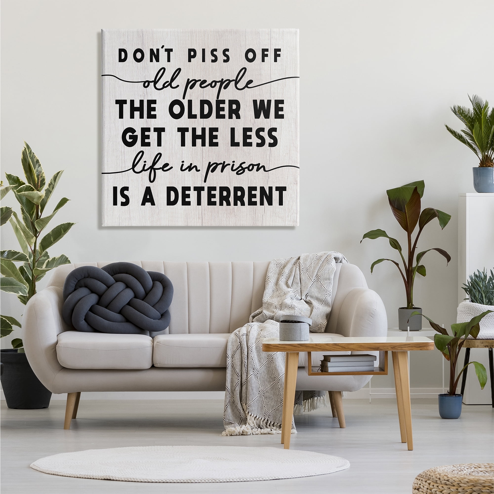 Stupell Industries Older We Get Less Life In Prison Humor Typography Painting Gallery Wrapped Canvas Print Wall Art, 36 x 36