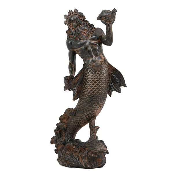 Ebros Greek Mythology God Of The Seas And Tremors Merman Poseidon Statue Neptune Holding Ocean Sea Conch Figurine Nautical Coastal Collection Roman Greco Olympian Gods Decor Sculpture Walmart Com Walmart Com