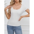 thumbnail image 5 of Women Short Sleeve Scoop Neck Tops Shirts Fitted Summer Tshirt Tee, 5 of 7