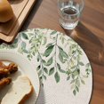 thumbnail image 3 of Eucalyptus Leaves Round 13 Inch Placemats Set of 4, Sage Green Spring Botanical Rustic HeatResistant Non Slip Place Mats for Dining Table, Wipeable Braided Kitchen Table Mats for Housewarming, 3 of 9