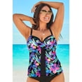 thumbnail image 3 of Swimsuits For All Women's Plus Size Faux Flyaway Underwire Tankini Top with Adjustable Straps, 3 of 4