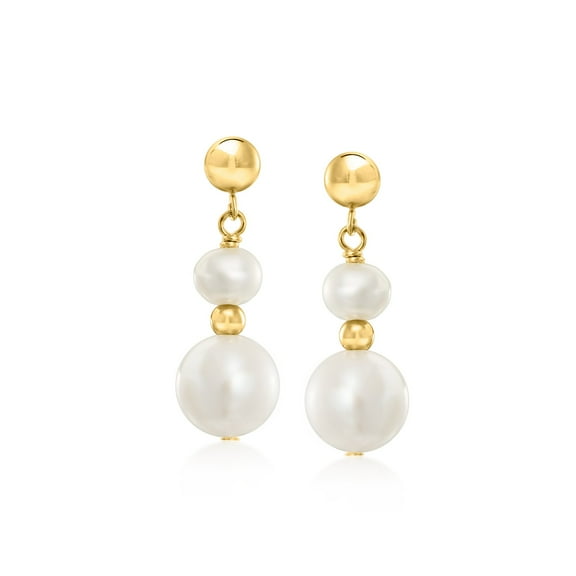 Ross-Simons 5-9mm Cultured Pearl Drop Earrings in 14kt Yellow Gold, Women's, Adult