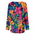 thumbnail image 3 of CLOOCL Women Plus Size Blouse Retro Colorful Flower Pattern Print T-Shirt Long Sleeve Casual Female Loose Tops, 3 of 6