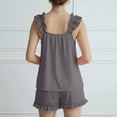thumbnail image 4 of Pajamas for Women Summer 2 Piece Pjs Ruffle Tank Top Shorts Sleepwear Sets Cute Bridal Pajama Outfits Gray M, 4 of 7