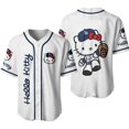 thumbnail image 1 of Baseball Suit 3D Printed Hello Kitty Letter Short Sleeve Jersey Round Neck Button Cardigan Thin Ball Suit, 1 of 5