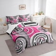 thumbnail image 3 of Homewish Modern Abstract Artistic 7pcs Bedding Comforter Set,Geometric Circle Queen Bedding Sets,Pink Gray White Queen Sheet Sets For Girls,Luxury Bedroom Decor Reversible, 3 of 8
