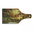 thumbnail image 1 of Fantasy Cutting Board, Abstract Pathway in Autumn Forest with Shady Leaf of Deciduous Trees View Art, Tempered Glass Cutting and Serving Board, Wine Bottle Shape, Orange Yellow, by Ambesonne, 1 of 1