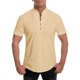 thumbnail image 1 of Camisa Hombre Top de camisa holgada informal de manga corta con cuello liso de verano para hombre (Beige, 4XL), 1 of 6