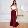thumbnail image 2 of 2026 Satin Elastic Waisted Maxi Skirt with Pocket A-Line Spring Summer Casual Long Skirts for Women, 2 of 6