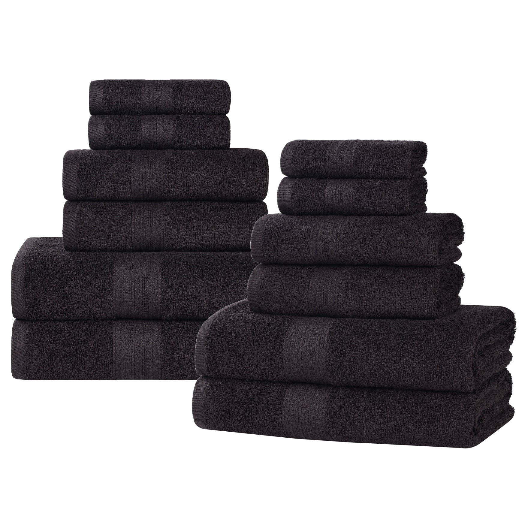 Superior Eco-Friendly Cotton Solid 12-Piece Black Towel Set