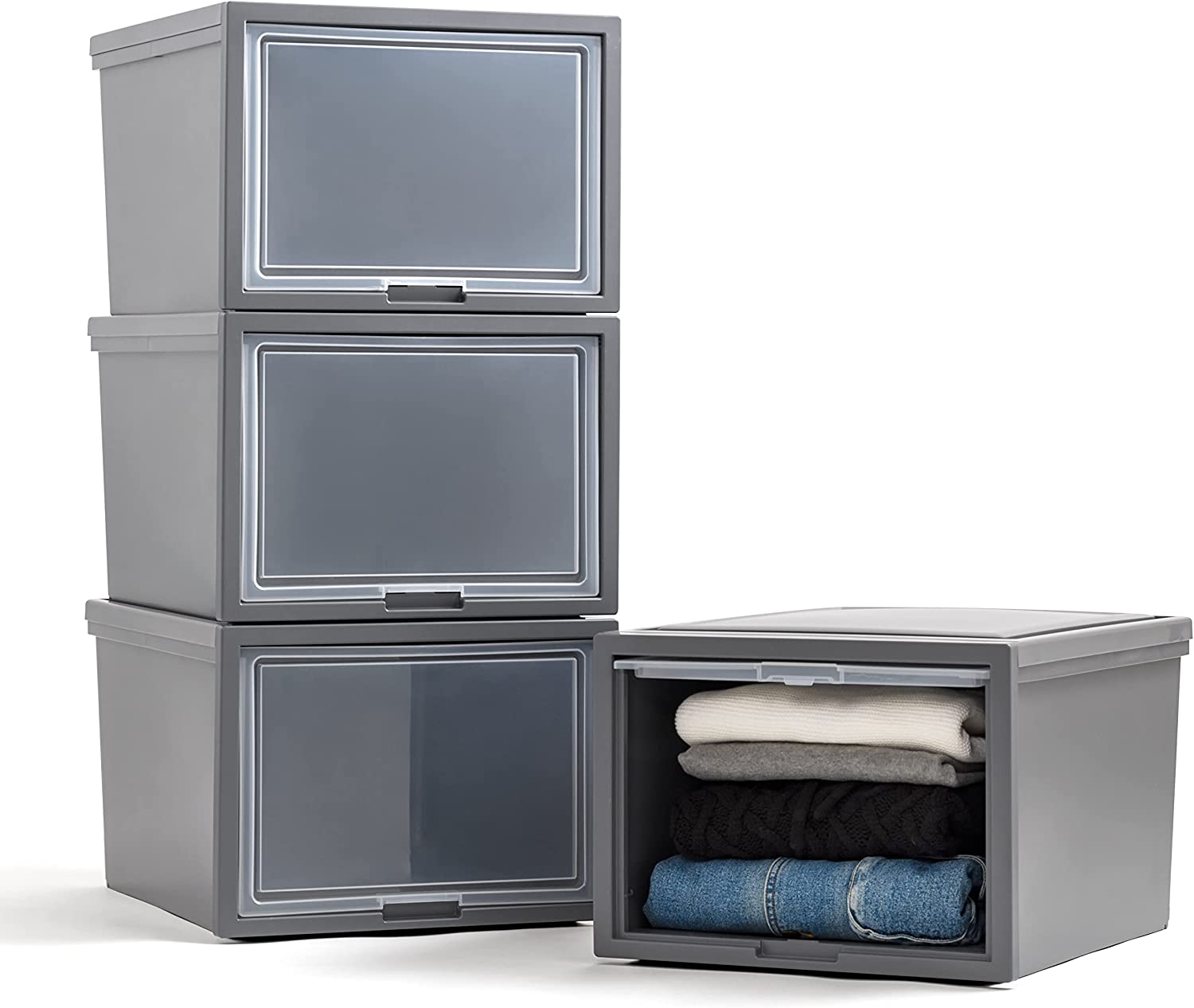 HOR&KNE34 Qt. Stackable Plastic Drawers for Clothes, Medium, 4 Pack