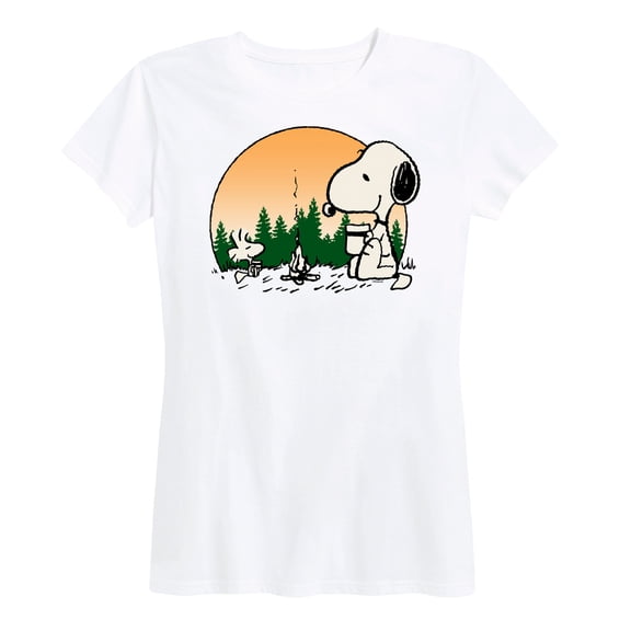 Peanuts - Campfire Snoopy and Woodstock - Women's Short Sleeve Graphic T-Shirt