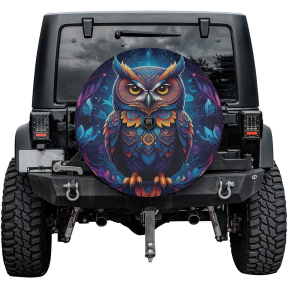 Lotusprinthandmade Owl Lovers Spare Tire Cover With Backup Camera Hole 6 Sizes (29 in.)