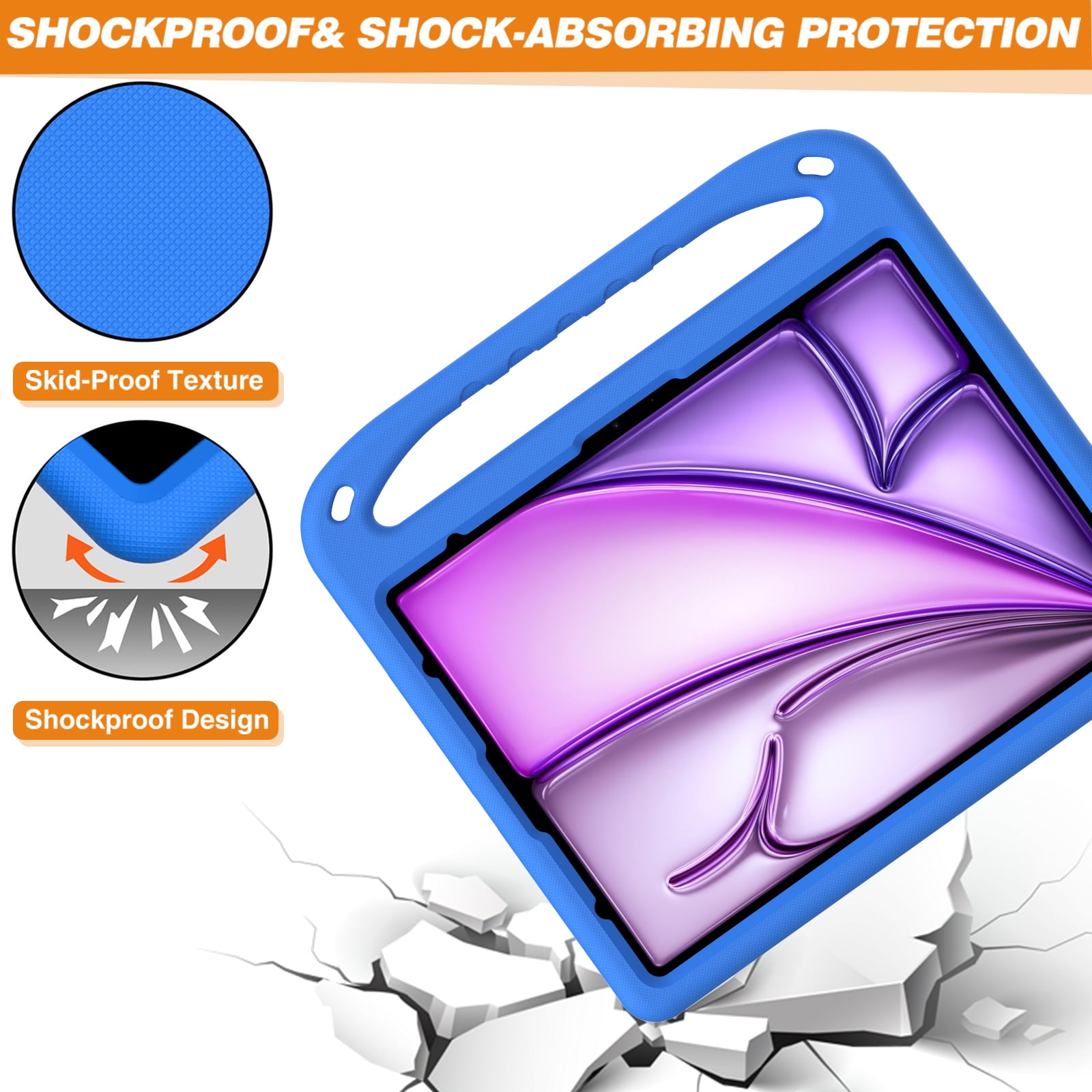 Dteck Case for iPad Air 11 Inch (M3/M2) 2025/2024, iPad Air 11 Inch Kids Case with Kickstand and Pencil Holder for Pencil Pro/USB-C, Lightweight EVA Shockproof Protective Cover for Boys Girls,Blue