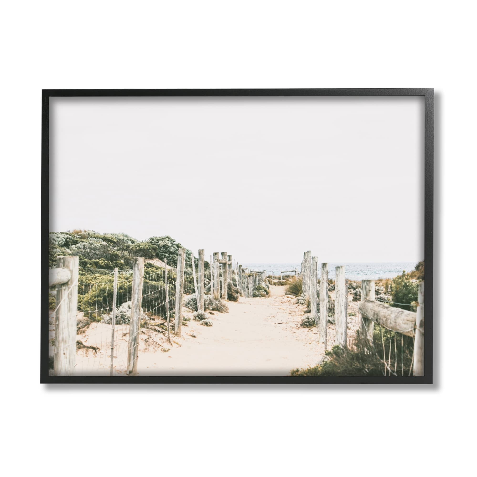 Stupell Industries Sandy Beach Boardwalk Landscape Coastal Photography White Framed Art Print Wall Art
