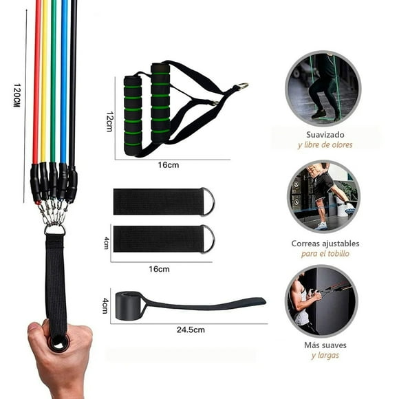Ligas de Resistencia Elásticas ONERFIT JS-112 Kit 11 Piezas Fuerza Ejercicio