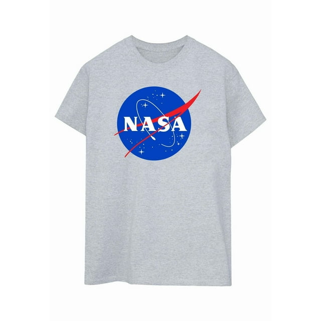 NASA T-Shirt Boyfriend en Coton pour Femmes avec Logo Insigne Classique
