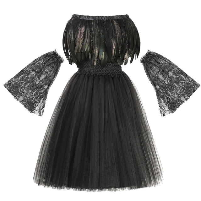Maléfica disfraz de Halloween Cosplay niñas bautizo negro Glam fiesta graduación tutú vestido niños demonio reina bruja ropa Vestidos2-3Y Gao Jinjia LED