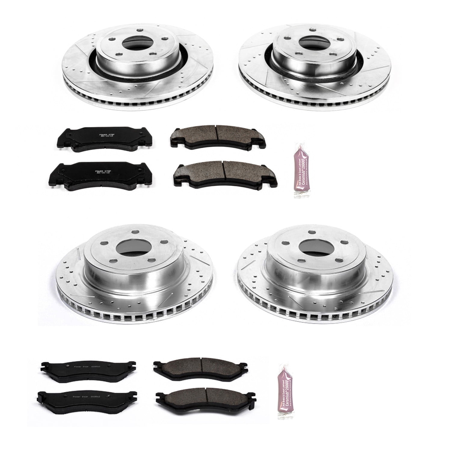 PowerStop Front and Rear Z23 Evolution Sport Carbon-Fiber Ceramic Brake Pad and Drilled & Slotted Rotor Kit Fits: DODGE Select Models K4386