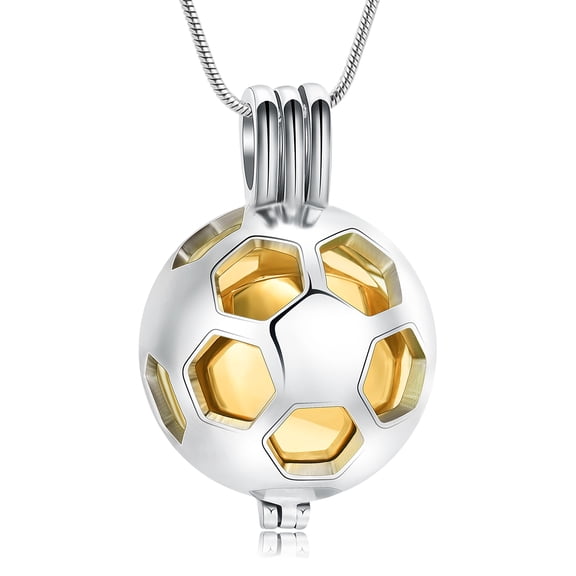 Hollow Football Urn Necklace for Ashes of Loved Ones Stainless Steel Keepsake Cremation Pendant Memorial Locket Urn Jewelry Women Men