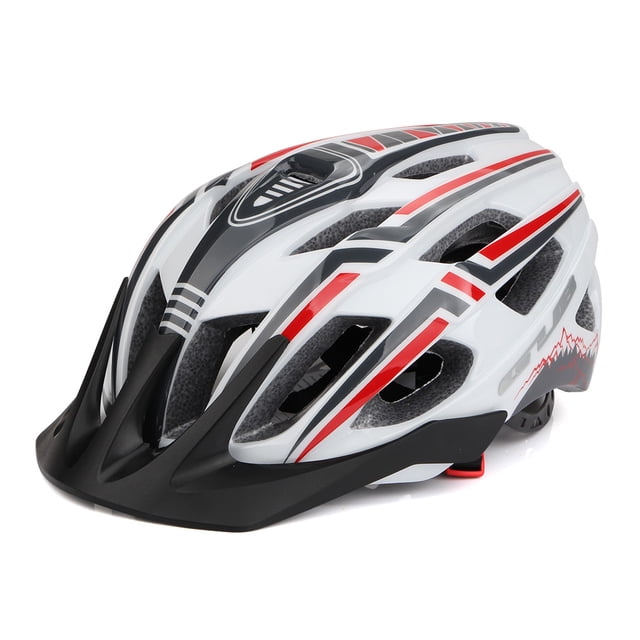 tamizeot Bike Helmet Taillight Riding Hat Integrally-molded Man Lady Adjustable Cap Rear Light for Motorbike Sport White Red 1Set