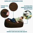 thumbnail image 6 of Chill Sack Bean Bag Chair, Memory Foam Lounger with Microsuede Cover, Kids, 4 ft, Chocolate, 6 of 8