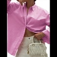 thumbnail image 1 of Camisas de Mujer con Botones, Blusas de Rayas de Larga, Blusas Casuales de Moda 2025 Rosa L, 1 of 7