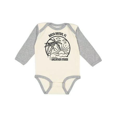 

Inktastic Summer Vacation Mode Boca Raton Florida Gift Baby Boy or Baby Girl Long Sleeve Bodysuit