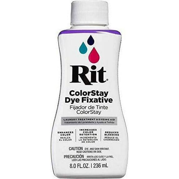 Rit ColorStay Dye Fixative Permanent White, Liquid Fabric Dye for Cotton, Linen, Rayon, 8 fl oz