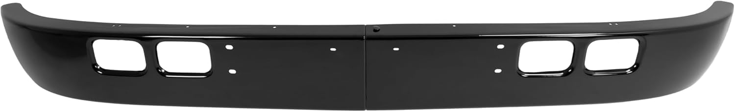 Kojem Front Bumper for 1989-2003 International 4600, 4700, 4800, 4900, 8100 W/Tow, Fog Light Cutouts, Slight Angle Back Steel Powder Coated Black