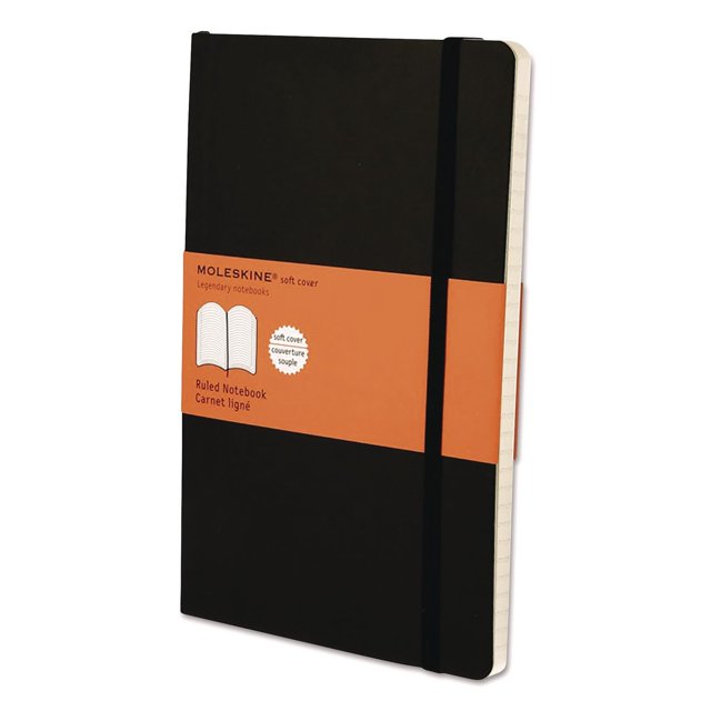Moleskine MSL14 Classic Softcover Notebook Ruled 8 1/4 x 5 Black Cover 192 Sheets