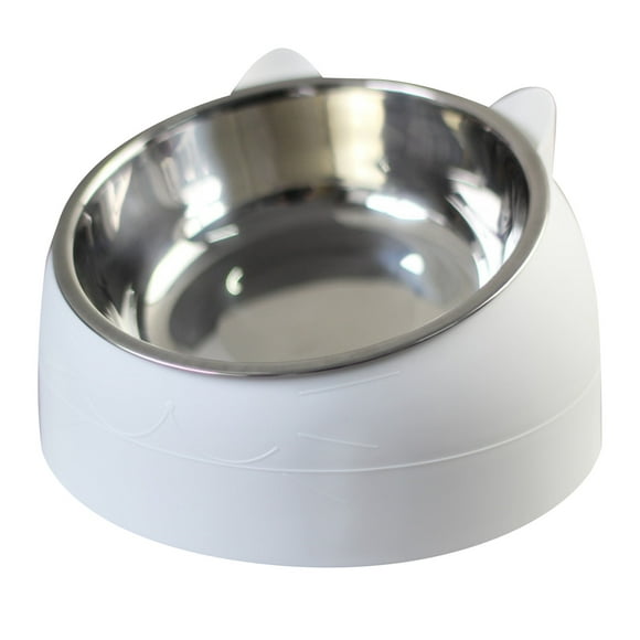 LSLJS Cat Bowl , Raised Cat Food Bowls, Tilted Elevated Cat Bowl, Stainless Steel Protective Cat Cervical Spine Bowl Food Bowl 400Ml