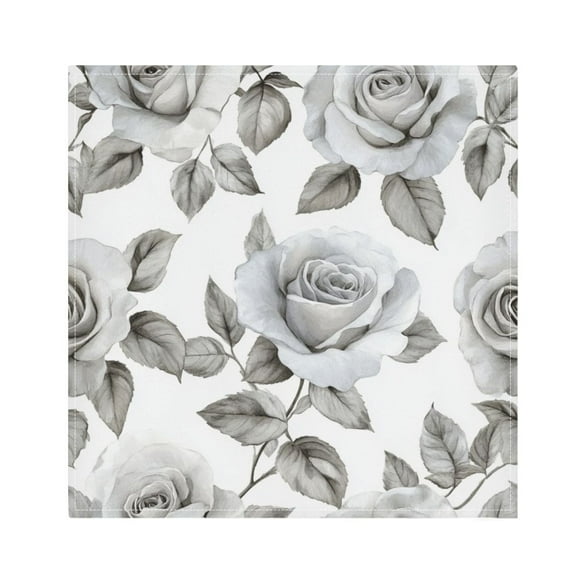 Qxltty Rose Pattern in Gray and White Tones Napkins 20×20in Perfect for Parties Dinners Weddings Cocktail Housewarming Cloth Napkins Set of 6