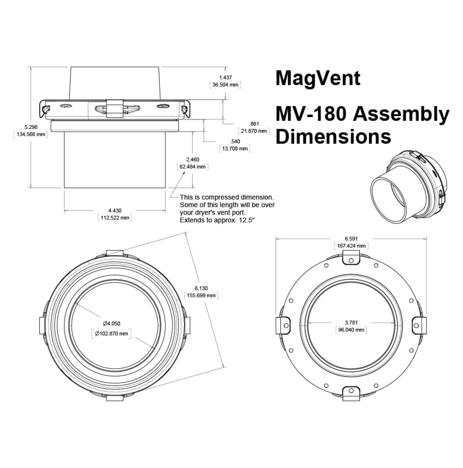 -180 Magnetic Dryer Vent Coupling