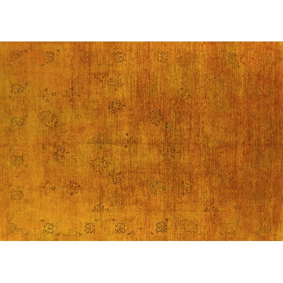 Ahgly Company Machine Washable Indoor Rectangle Oriental Yellow Industrial Area Rugs, 7' x 9'
