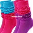 thumbnail image 4 of TELOLY 2Pairs Slouchy Socks for Women,No Squeeze, No Deformation Boot Socks for Women,Color Block Design Scrunch Socks Women,Combination1, 4 of 7