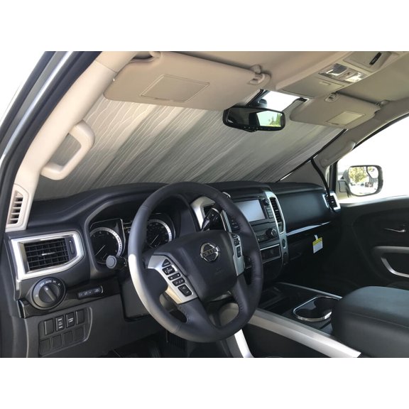 HeatShield, The Original Windshield Sun Shade, Custom-Fit for Nissan Titan Truck (Standard Cab) w/ Sensor 2017, 2018, 2019, 2020, 2021, Silver Series