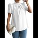 thumbnail image 3 of Camisa de Verano para Mujer, de Corta, con Volantes, Cuello Alto, Floral, , 2025, Blusas Informales, Tops S, 3 of 8