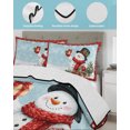 thumbnail image 3 of Full Size Quilt Bedding Set, Teal Christmas Reversible Summer Quilt 3 Pieces, Xmas Tree Snowman Snowflake Berry Gifts Red Lightweight Bedspreads Coverlets with 2 Pillow Shams for All Seasons, 3 of 5