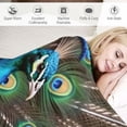 thumbnail image 3 of COMIO  Blue Feather Colorful Peacock Birds Tail Gold Zoo Rainbow Flannel Blanket Home Sleeping Blanket Decor Sofa Blanket, 3 of 6