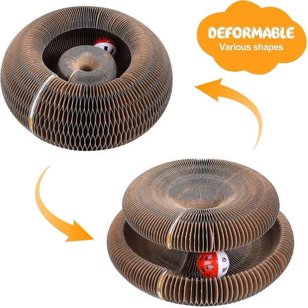 Tablero rascador para gatos con bola de campana, tapete rascador plegable, juguete para gatos
