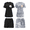 Black/Tie Dye-grey, variant on Maternity Nursing Clothes 2 Pack Double Layer Sleepwear Short Sleeve Postpartum Pajamas Breastfeeding Outfit Tops & Shorts