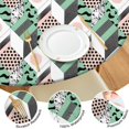 thumbnail image 4 of Green Pink Geometric Pattern Round Fitted Tablecloth with Elastic Edge,Dining Table Cover Waterproof,Outdoor Round Tablecloth for Camping,Dining,Indoor and Outdoor, 4 of 7