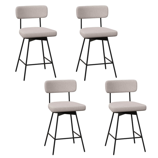 Costway 25" Upholstered Swivel Bar Stool Set of 4 with Padded Seat & Backrest Metal Frame